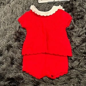 Janie and Jack knit red set holiday